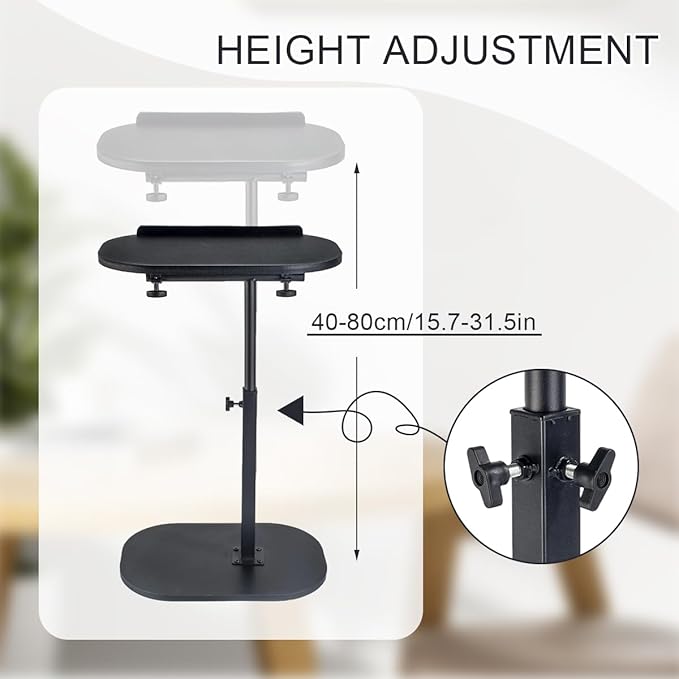Comeon C-Shaped Tv Tray Pedestal Side Table, End Table Adjustable Height in - Image 3