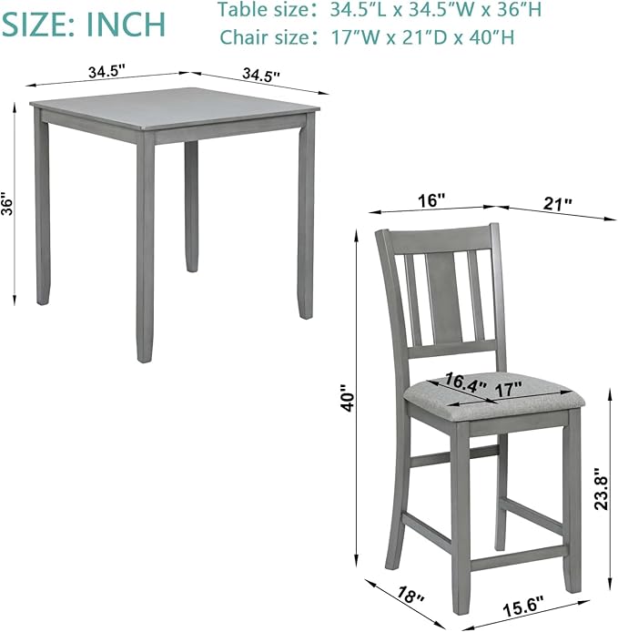 Dining Table Set for 4, Modern 5 Piece Dining Room Table Set - Image 2