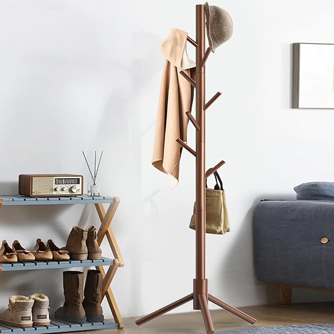 Wooden Coat Rack Stand, Freestanding Coat Rack - Image 2