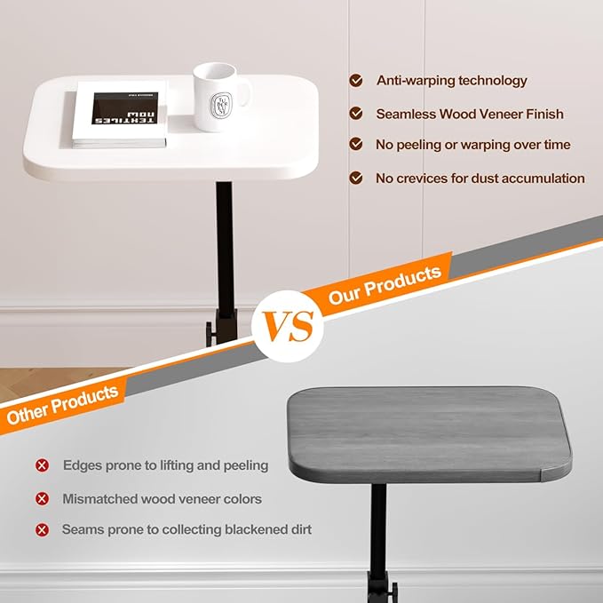 Adjustable Side Table TV Tray, C Shaped End Table, Small Bedside Table - Image 5