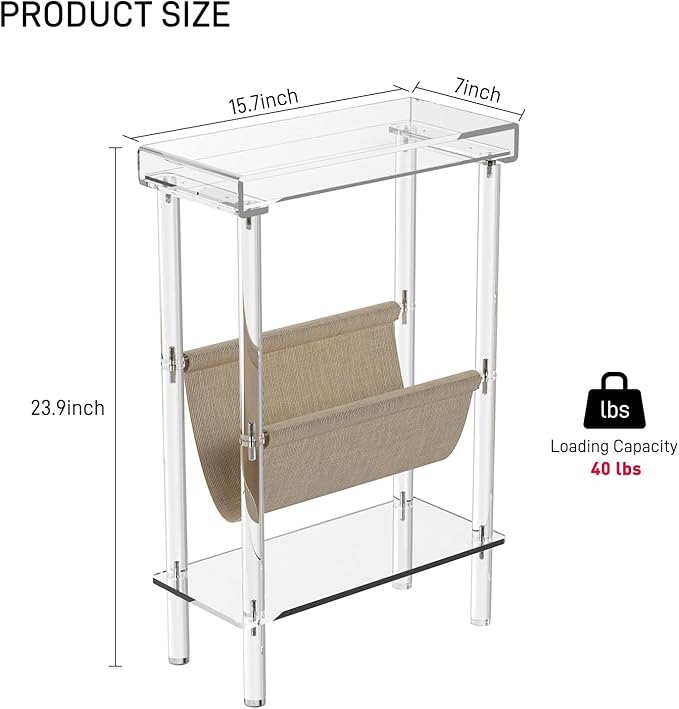 Eglaf Acrylic Narrow Side Table - Image 3