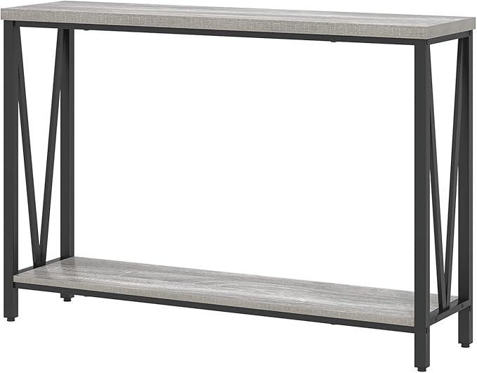 FOLUBAN Industrial Sofa Console Table, Rustic Wood and Metal Entryway Hallway - Image 9