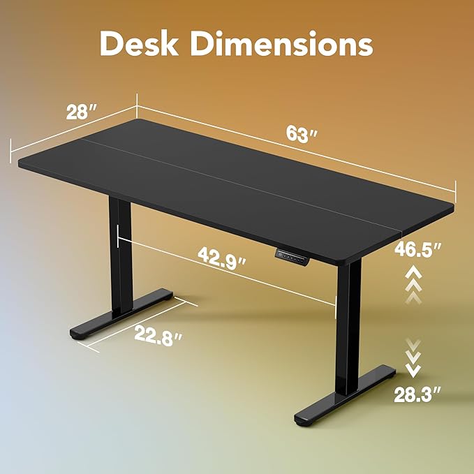 HUANUO 63 x 28 inch Electric Standing Desk Adjustable Height, 4 Memory Height - Image 2
