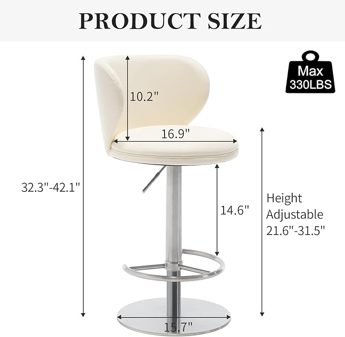 RAINMOOD Bar Stools, Adjustable Swivel Barstools - Image 2