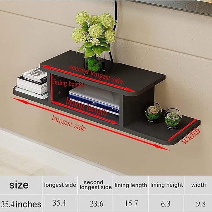 BiJun Floating TV Shelf, Entertainment Center Wall Mounted Media Console Router - Image 3