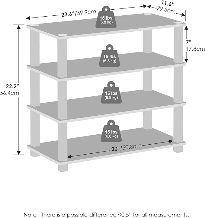 Furinno Turn-S-Tube 4-Tier Multipurpose Standing Shelves, Espresso/Black - Image 2