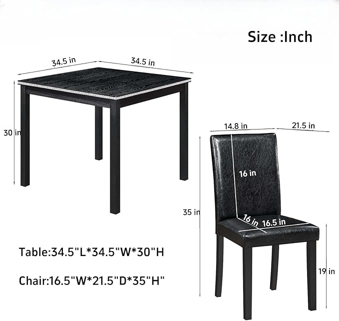 Dining Table Sets, 5-Piece Kitchen Table & Chair Sets - Image 3