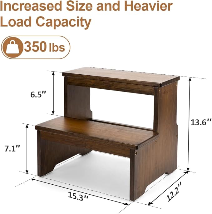 StrongTek Bamboo Two Step Stool - Image 2