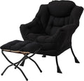 Lazy Chair with Folding Ottoman, Modern Accent Lounge Armchair with Armrests by MBOOYOME