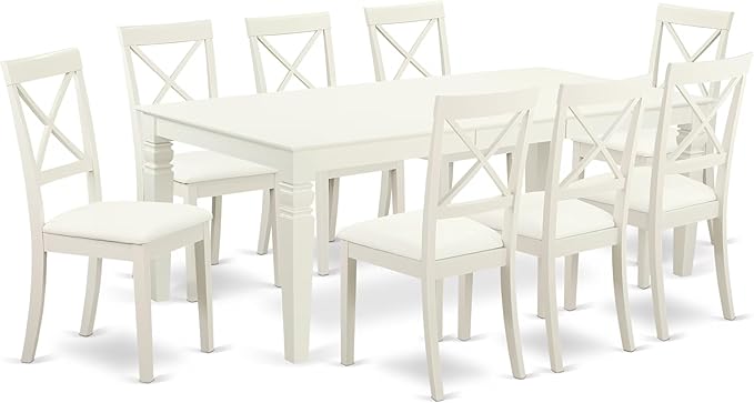 East West Furniture LGBO9-LWH-LC 9 Piece Kitchen Table Set Includes a Rectangle by EastWestFurniture