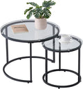 VEVOR Nesting Tables, Glass Coffee Table Set of 2, 23.6 inch Round Coffee Table by VEVOR