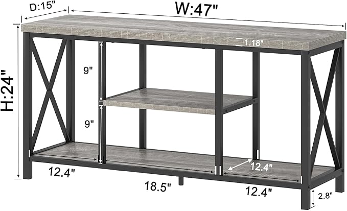 FOLUBAN Modern TV Stand for TVs up to 55 Inch, Rustic Wood Entertainment Center - Image 3