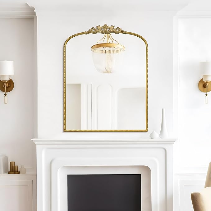 WallBeyond Gold Vintage Mirror for Vanity 28x36 Inch, Arched Vintage Wall - Image 3