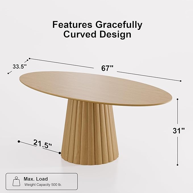 Casaphoria 67" Oval Dining Table, Modern Wood Kitchen Table - Image 2