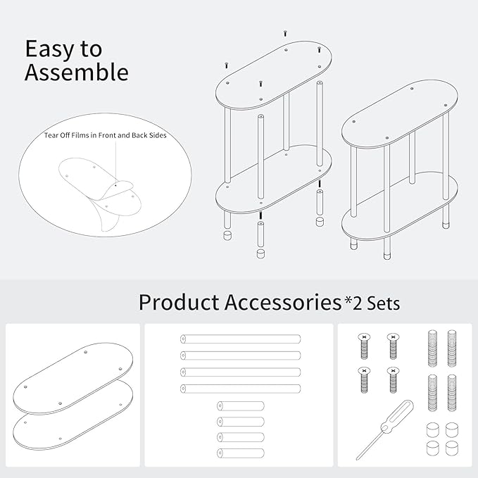 Clear Acrylic Narrow Side Table Set of 2 - Image 5