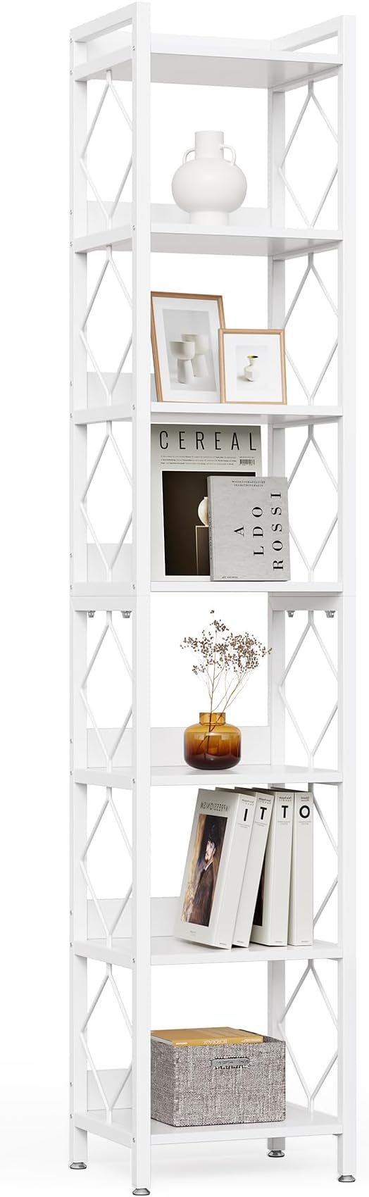 LITTLE TREE Book Shelf, 7-Tier Tall Bookcase, 78.7" Wooden Display Shelves by LITTLETREE