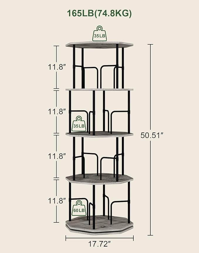 4 Tier Rotating Bookshelf, 360 Display Round Spinning Bookshelf Tower - Image 2