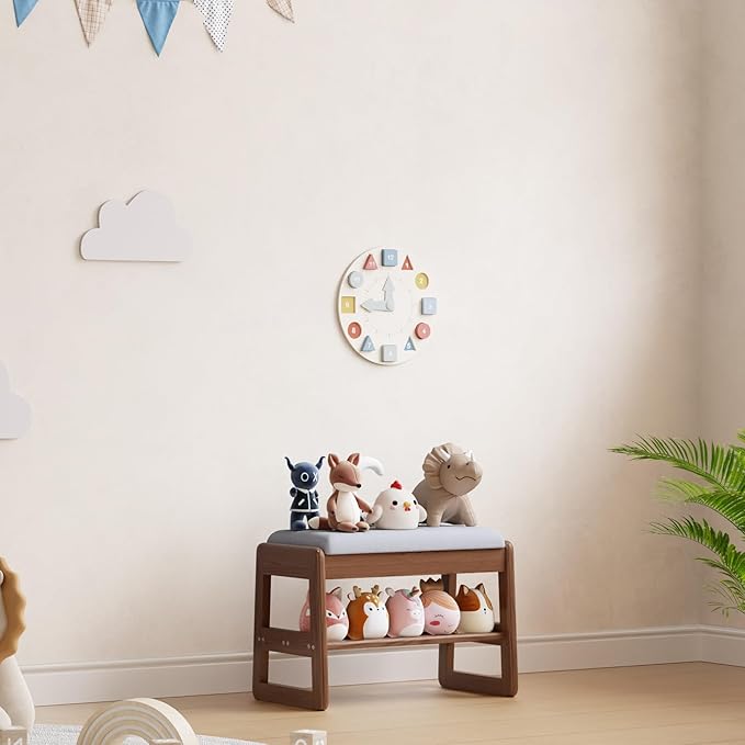 Small Shoe Bench with Cushion, 2 Tiers Shoe Rack Bench with Flip-Top Storage - Image 9