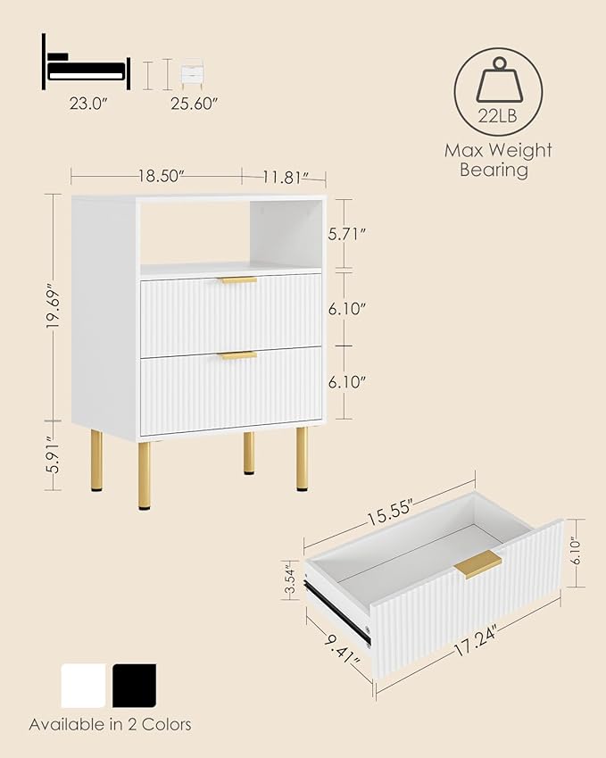 Night Stand, Tall Bedside Table - Image 2