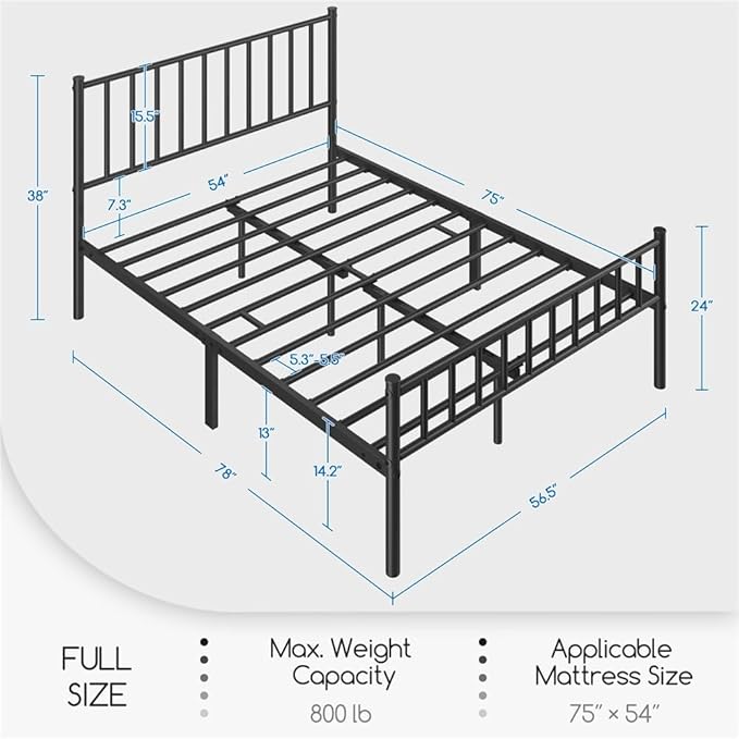 Yaheetech 14 Inch Full Size Bed Frame Metal Platform Bed - Image 2