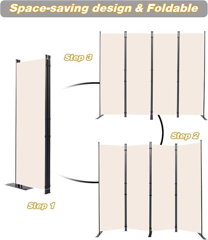Room Divider, 4 Panel Folding Privacy Screens - Image 5