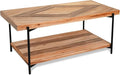 CONSDAN StoneCreek Coffee Table, Solid Fir Wood & Metal Frame, 2-Tier by CONSDAN