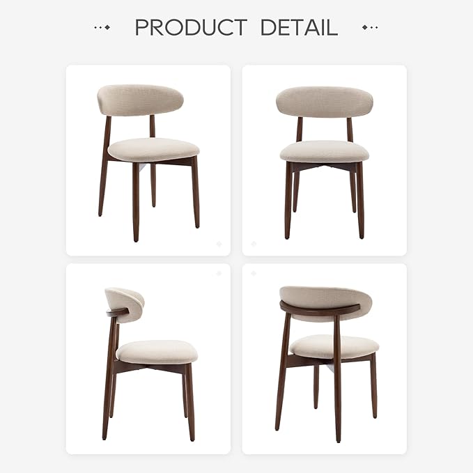 COLAMY Wooden Dining Chairs Set of 6, Modern Upholstered Fabric Dining Room - Image 10