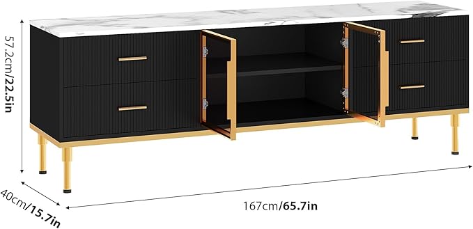 Garvee LED Lighted TV Stand for 55-75" TVs, Modern Entertainment Center - Image 2