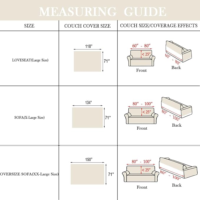 HANDONTIME Beige Sofa Covers Couch Covers - Image 3