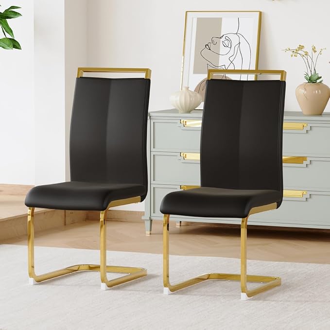 Dining Chairs Set of 2, Faux Leather Dining Chairs by Gopop