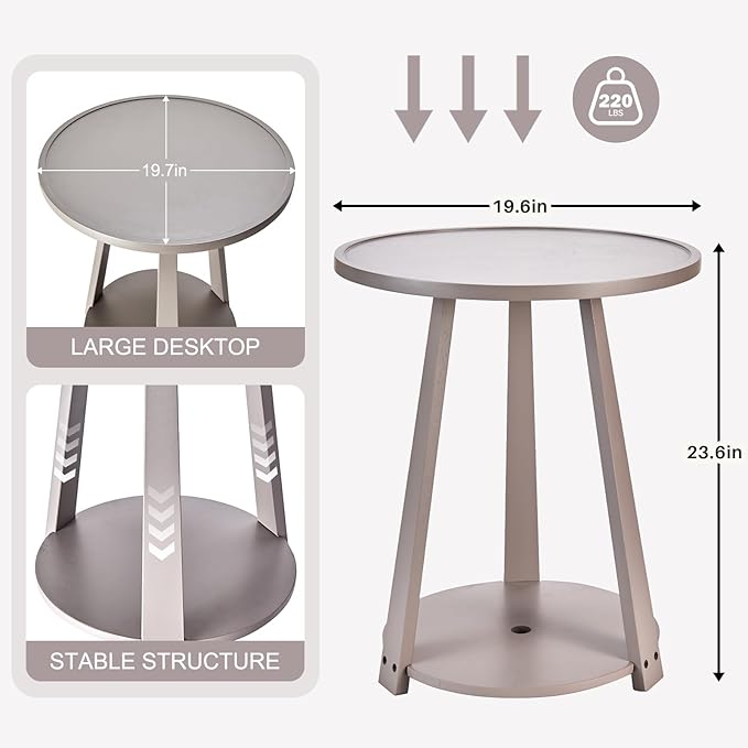Uniclinens Wooden Small Round End Table, Narrow/Little Coffee/Sofa/Couch - Image 2