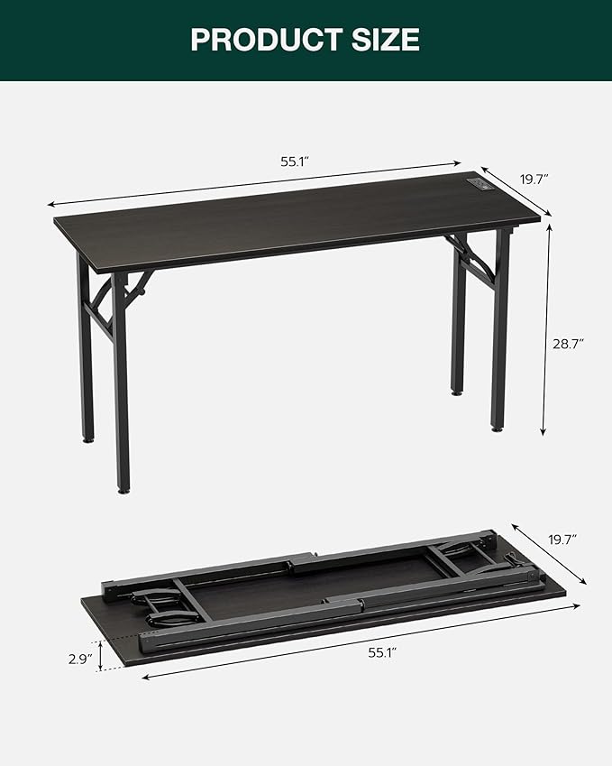 Frylr Small Folding Computer Desk – 55.1 Inch Portable Table - Image 2