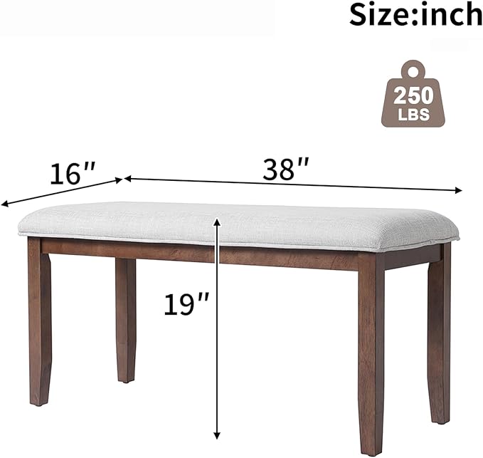 Merax Upholstered Dining Bench, - Image 2