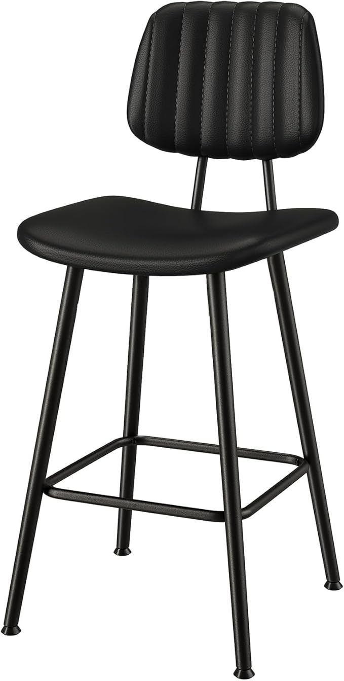 24-Inch Leather Bar Stools, Counter Height Barstools - Image 9