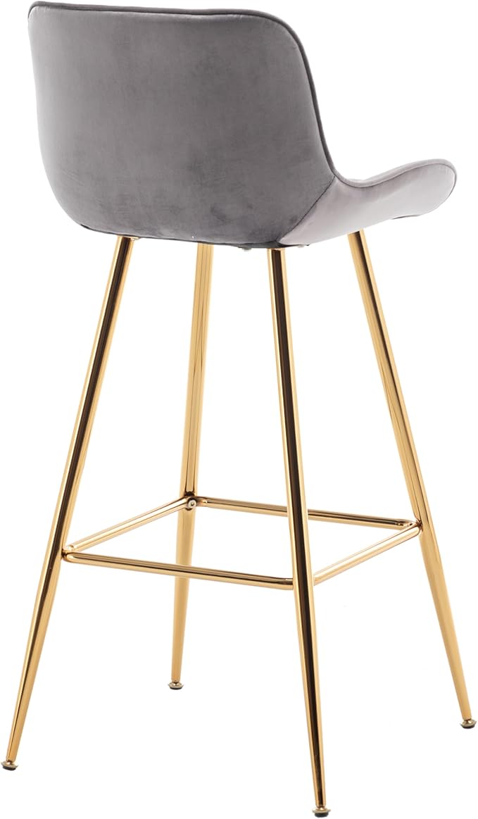 Sidanli Gold Bar Stools Set of 2, 29” Velvet Barstools, Kitchen Chairs - Image 9