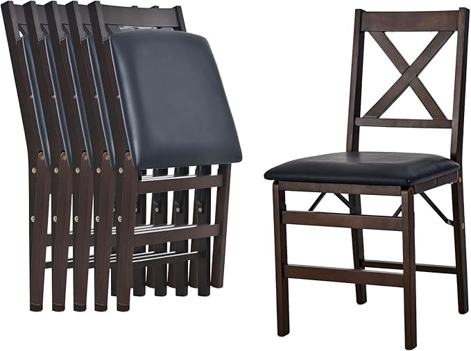 COLAMY Folding Dining Chairs Set of 6 – Dark Brown Wooden Dining Room Chairs - Image 9