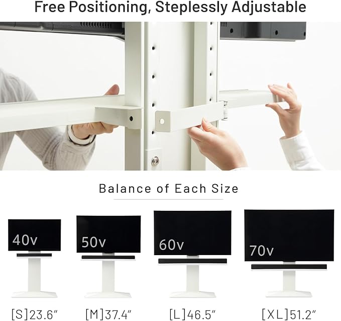 V3 High Type TV Stand w/Multi-Device Holder and Soundbar Shelf M White Set | - Image 4