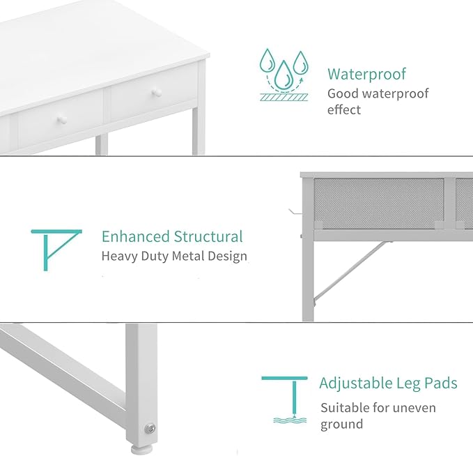 Lufeiya Small White Computer Desk - Image 7