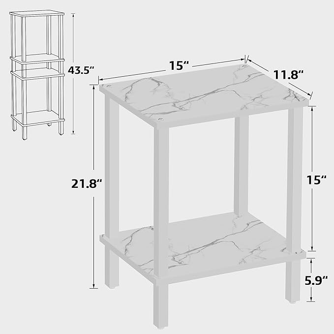 TUTOTAK End Table, Side Table, Nightstand, 2-Tier Storage Shelf, Sofa Side Table - Image 3