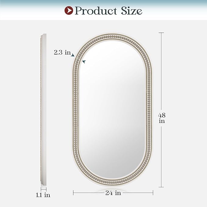 Boho Oval Mirror, Wooden Rustic Decorative Mirror - Image 3