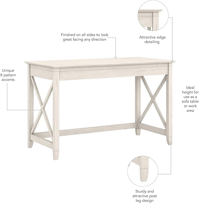 Bush Furniture Key West 48W Writing Desk in Linen White Oak - Image 5