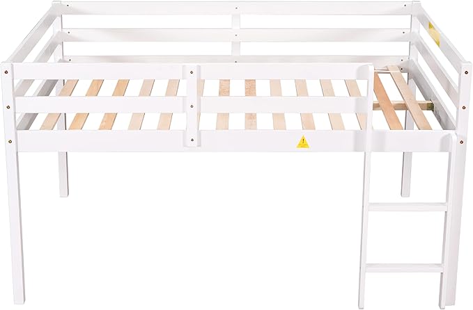 HomSof Full Loft Bed with Guard Rail & Ladder, No Box Spring Needed, Easy - Image 6