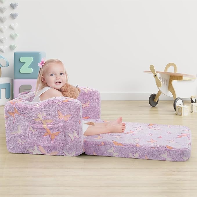 Kids Toddler Chair, 2-in-1 Toddler Couch Fold Out, Convertible Chairs - Image 5