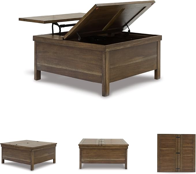Signature Design by Ashley Moriville Rustic Hinged and Lift Top Cocktail Table - Image 7