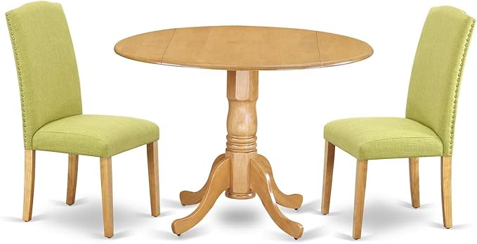 East West Furniture DLEN3-OAK-07 3 Piece Kitchen Table Set Contains a Round by EastWestFurniture