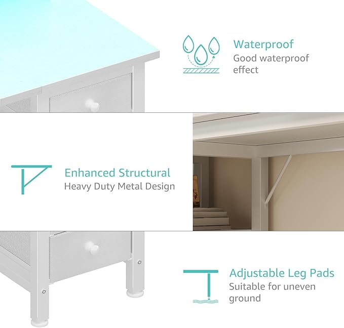 Lufeiya White Desk with Drawers Storage - Image 9