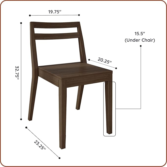 Grain & Grove Davie Dining Room Chairs Set of 4, Solid Wood Modern Kitchen Chair - Image 3
