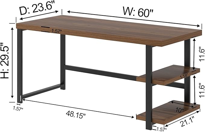 FOLUBAN Modern Computer Desk for Home Office, Large Writing Table - Image 2