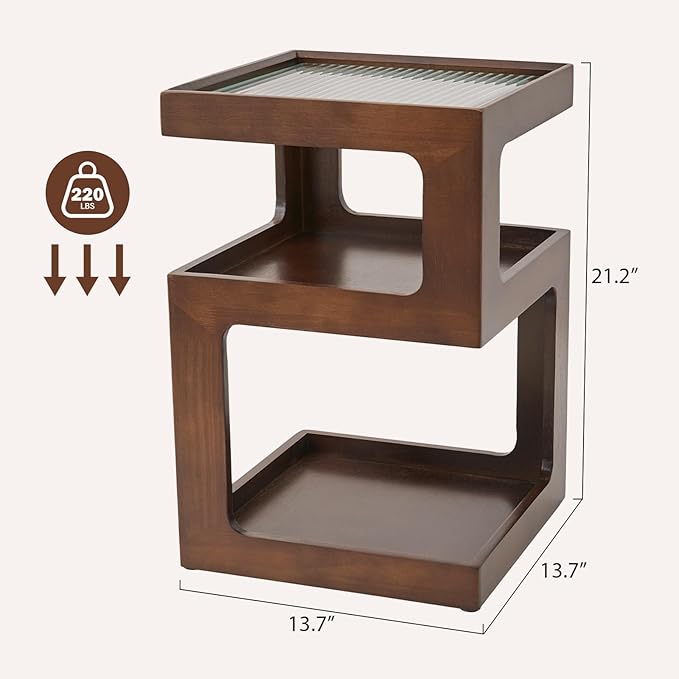 Uniclinens Bookshelf Nightstand 3-Tier Storage, End Side Table - Image 2