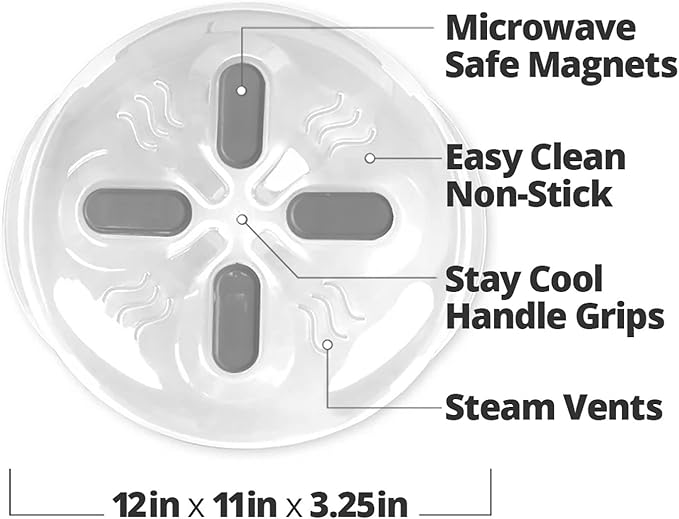 Magnetic Splatter Cover, 12-Inch Clear BPA-Free Food Lid, Vented Plate Guard - Image 9